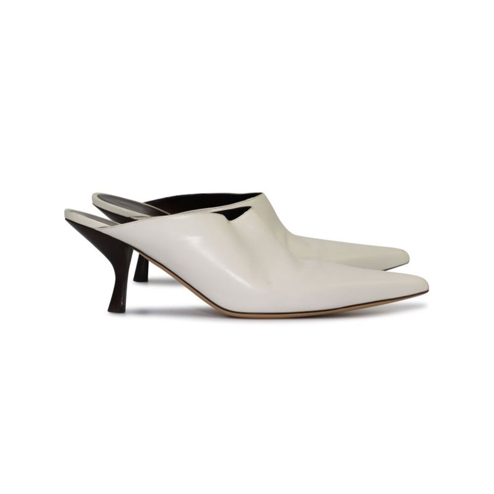 The Row Bourgeoise Point-Toe Mules in White Leather
